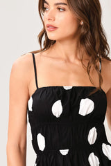 DOT THEORY BLACK WHITE MIDI DRESS