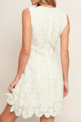AUTUMN BLOOM VINTAGE IVORY LACE MINI DRESS VINTAGE IVORY