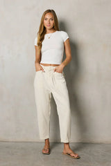 Rosie Tencel Loose Pants in Beige FINAL SALE