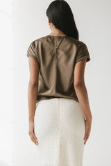 Marvin Satin Blouse in Taupe