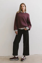 Annaleah Textured Sweatshirt in Burgundy FINAL SALE