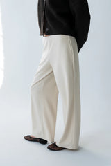 Ronda Ribbed Wide Leg Pants in Oatmeal
