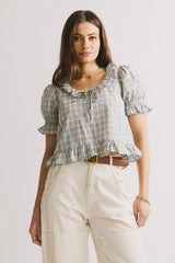 Lottie Plaid Blouse in Blue