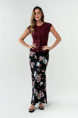 Eden Floral Midi Skirt in Black