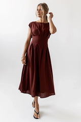 Matilda Pleated Maxi Dress in Rust FINAL SALE
