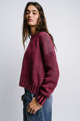 Payton Knit Sweater in Burgundy FINAL SALE
