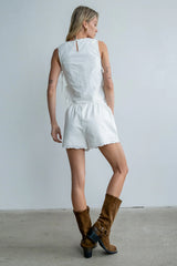 Rudy Embroidered Tank Top in Ivory