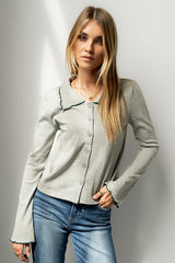 Jazmine Contrast Top in Grey FINAL SALE