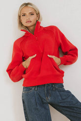 Krista Half Zip in Red FINAL SALE