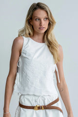 Rudy Embroidered Tank Top in Ivory