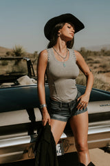 Leia Fringe Micro Shorts in Medium Wash