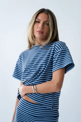 Jannet Striped Top in Navy