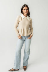 Libby Peplum Sweater in Taupe