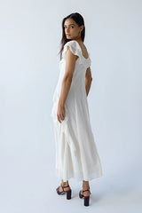 Quinton Ruffle Maxi Dress in Cream