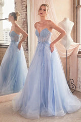 Marisol Gown Pearl Beaded Glitter Tulle Ball Gown