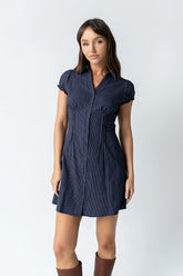 Lockie Pinstripe Mini Dress in Navy