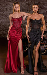 MAVERICK GOWN CORSET DRESS WITH PLEATED BODICE