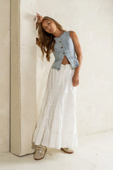 Mira Maxi Skirt in White FINAL SALE