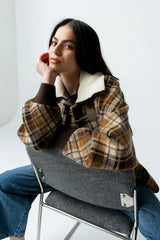Gigi Plaid Jacket in Taupe