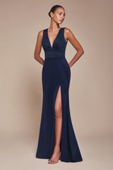 Cora Gown V Neckline Keyhole Back