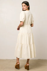 Finey Button Front Maxi Dress in Cream FINAL SALE