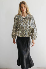 Maggie Peplum Tie Blouse in Leopard FINAL SALE