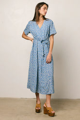 Malik Floral Midi Dress in Blue FINAL SALE