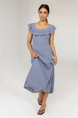 Lydia Ruffle Maxi Dress in Blue FINAL SALE