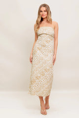 BOHO H LINE STRAPLESS MIDI DRESS