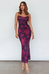 Moana Floral Maxi Dress Grape