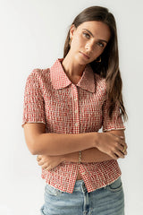 Connie Gingham Blouse in Red FINAL SALE