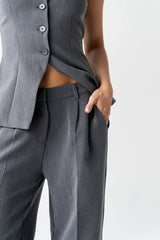 Carrie Pleated Trousers in Regular Charcoal