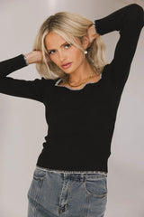 Hazel Ribbed Sweater in Black FINAL SALE