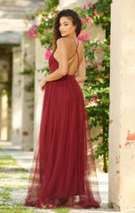 Sydney Maxi Dress Wine Tulle Dress