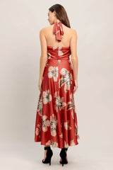 CANT LOOK AWAY CORAL RED MIDI DRESS