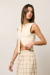 Griffin Knit Tank Top in Cream FINAL SALE