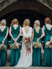 Gogerous Scoop Neck Mermaid Sleeveless Floor Length Long Bridesmaid Dresses