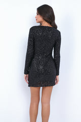 Kia Sequin Mini Dress Black
