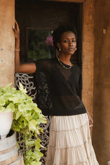 Soraya Sheer Sweater Top in Black FINAL SALE