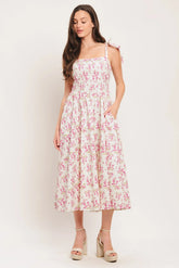 PETALS PROMISES PINK MIDI DRESS