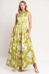 LIME FLORAL MAXI DRESS