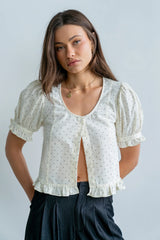 Jessie Polka Dot Blouse in Cream