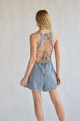 Corey Denim Open Back Romper