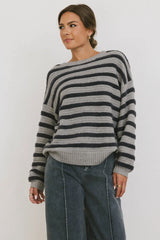 Azuline Striped Sweater in Grey FINAL SALE