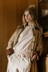 Malinda Mixed Media Top in Cream FINAL SALE