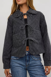 Tammy Collared Jacket in Faded Black FINAL SALE