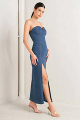 RAW ECHO DENIM MIDI DRESS