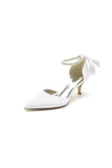 Pointed Toe Ribbons Faux Pearl Pumps