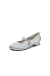 Round Toe Crystal Flower Flats