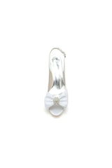 Open Toe Beaded Lace Wedding Shoes With Bow